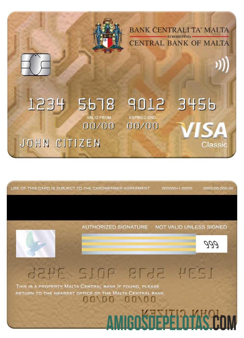 Malta Central Bank Visa Classic Card real example